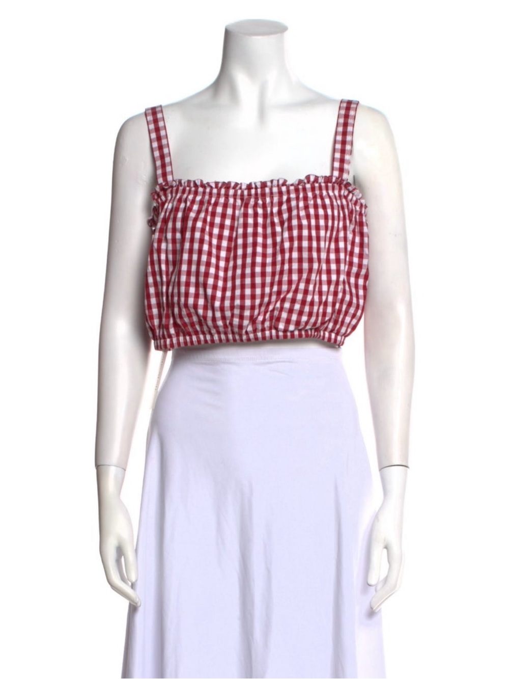 Staud Red White Gingham Crop Top | Cottagecore Hamptons Summer Picnic Top L - Picture 2 of 4